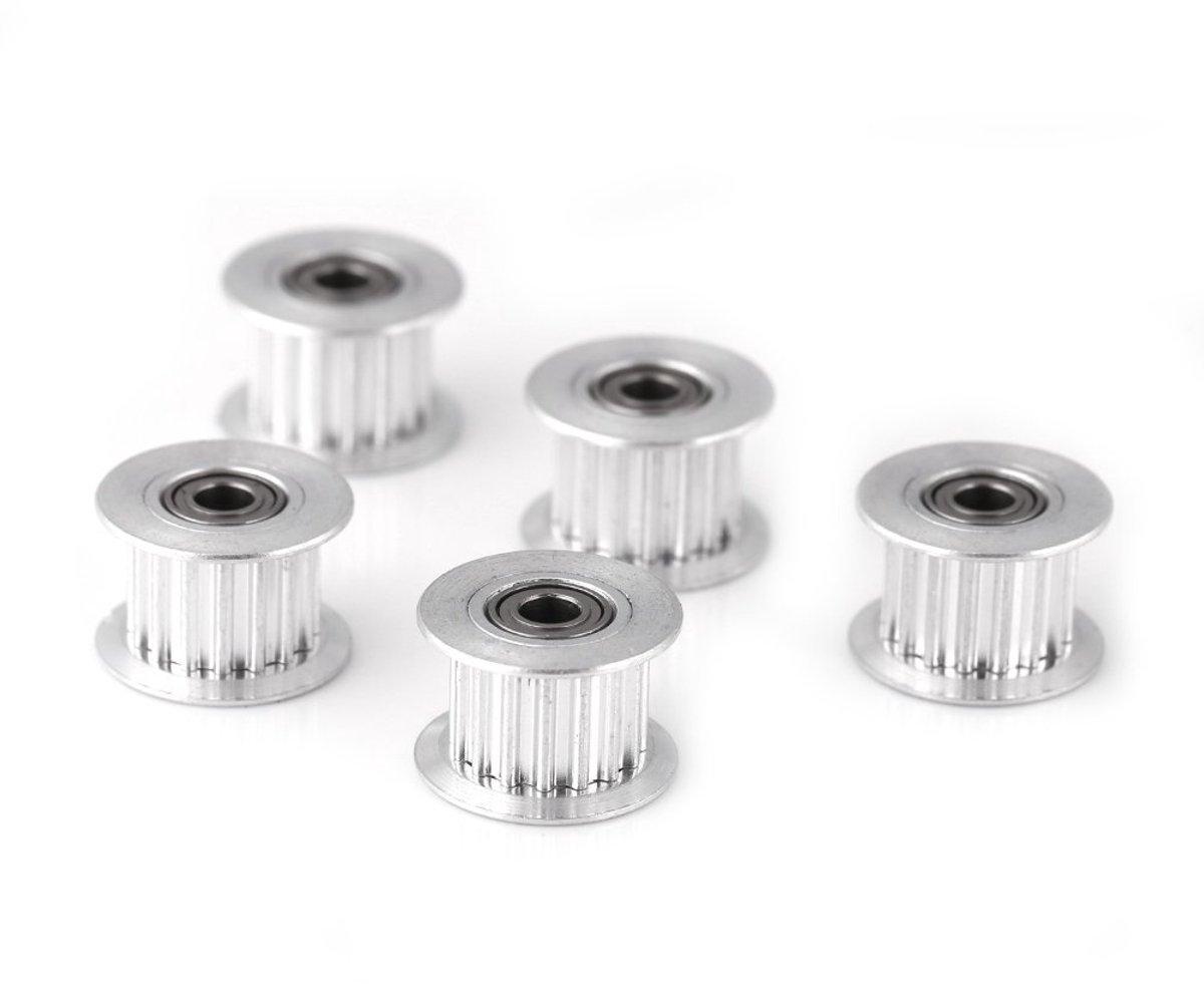 2GT Pulley Set - 5pcs Aluminium 3mm/5mm 16/20 Tanden voor 6mm/10mm Riemen
