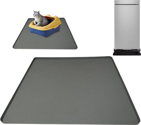 Foto: Goodivery siliconenmat voor minikoelkasten multifunctionele siliconenmat met opstaande rand 23 6 x 23 6 inch onder de wasmachine lekvrije lekbak multifunctionele vloermat beschermt koelkasten