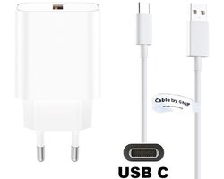 OneOne 18W snellader + 1,0m sterke USB C kabel. Quick Charge lader. Oplader adapter past op Huawei MatePad 11, MatePad 5G, Nova 5i Pro, 5T, 5z, P smart 2021, P20, P20 Pro, P30, P40, Y7a, Y9a