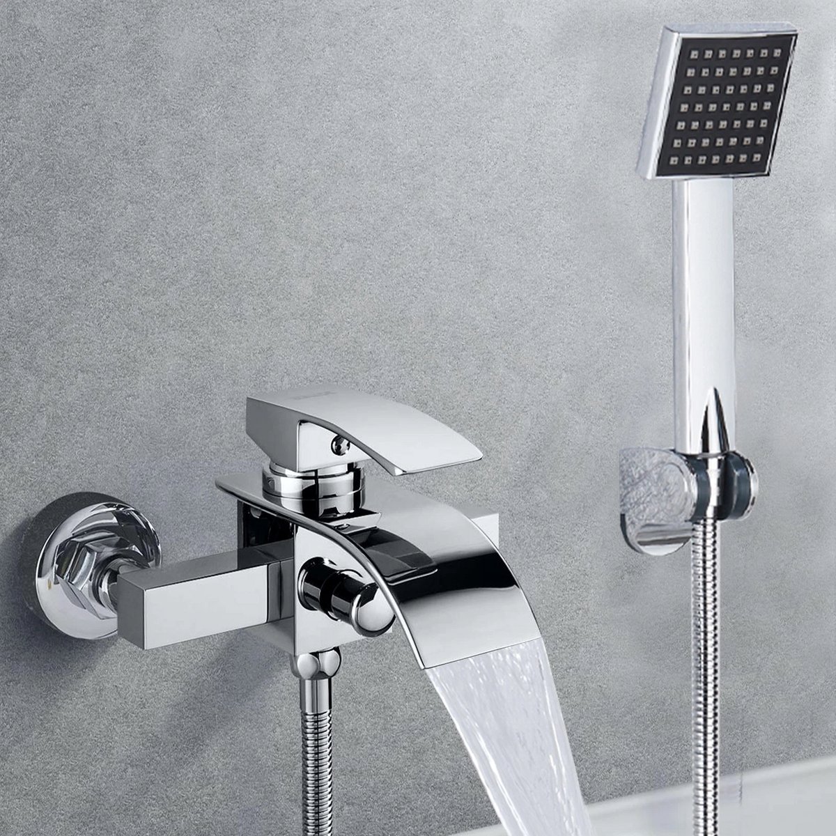 Badkraan met handdouche douche set waterval douchemengkraan chroom