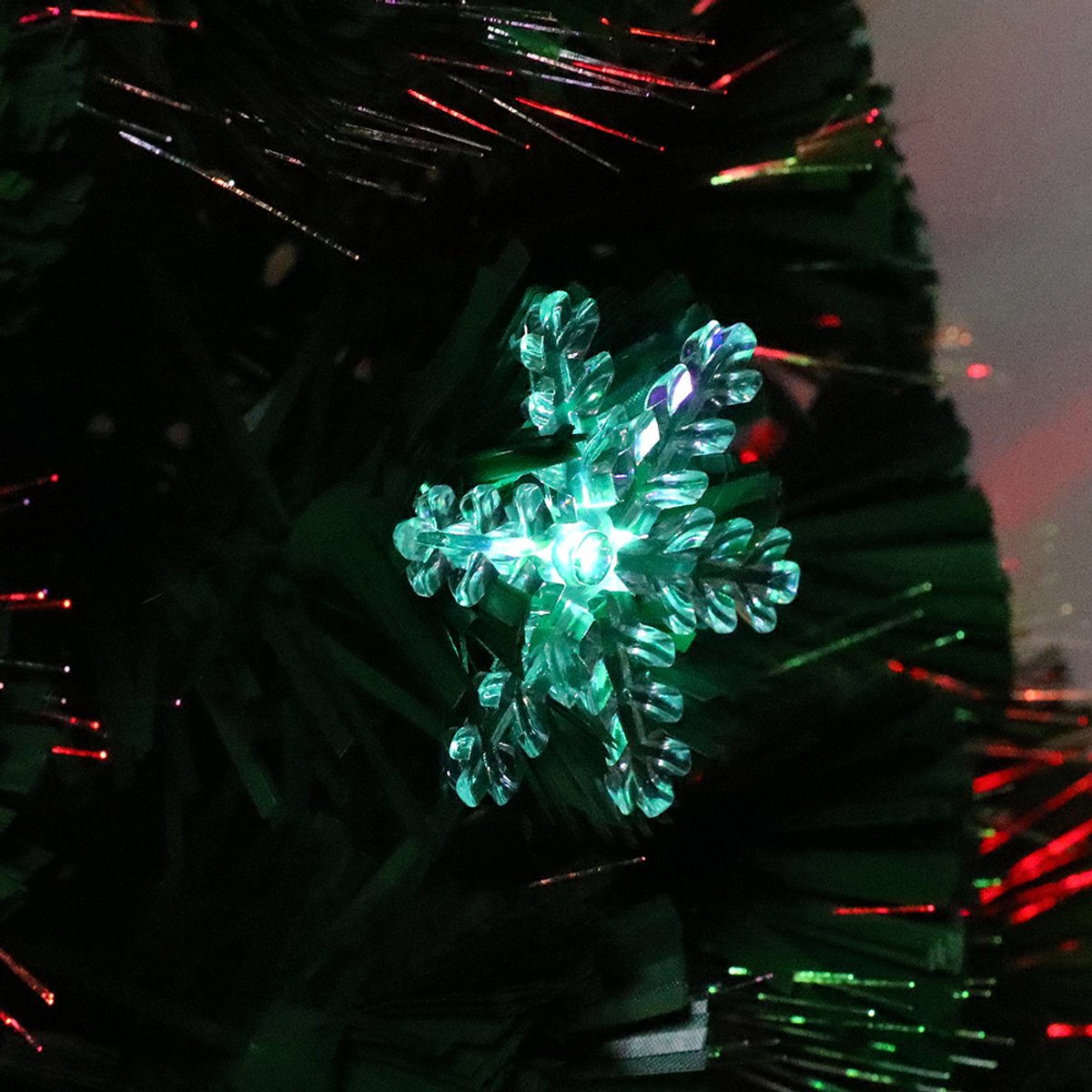 210cm Kunstkerstboom met verlichting PVC dennenboom LED sneeuwvlokken glasvezel kleurverandering groene boom metalen standaard decoratieve boom kunstkerstboom met metalen standaard – foto 3