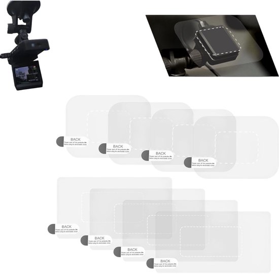 Lot de 8 autocollants pour caméra embarquée, réutilisables, film statique résistant aux intempéries 8 x 6 cm/11 x 6 cm (transparent)