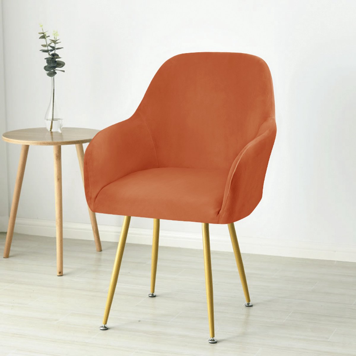 Covers by Ralfos® Stoelhoes eetkamerstoel kuip velvet Retro Oranje - WK 2026 - Zacht velvet - Stoelhoes - Hoezen - Rekbaar, afneembaar, wasbaar en duurzaam