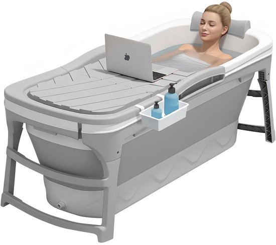 SimpleBath - Opvouwbaar Zitbad - 143cm lang - Bath Bucket - 200L - Grijs - Extra lang