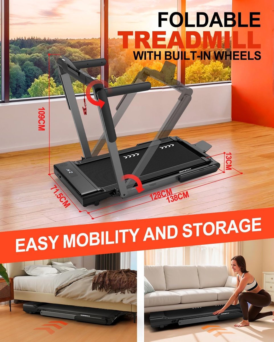 Afbeelding 2 van Lexium loopband - walking pad - loopband fitness - loopband inklapbaar - loopbanden - loopband met hellingfunctie - loopbanden voor thuis (EAN: ...2113)