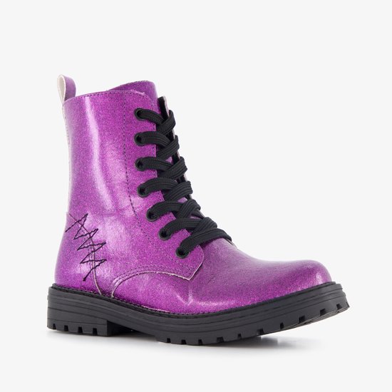 Bottines à lacets fille Blue Box à paillettes violettes - Pointure 33 - Semelle amovible
