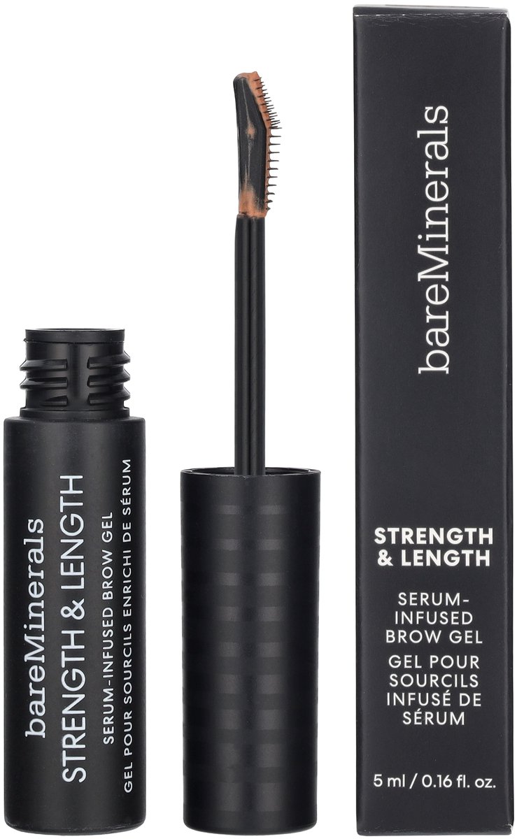 bareMinerals Strength & Length Serum-Infused Brow Gel with Plant-Based Strengthening Serum Vegan Chestnut