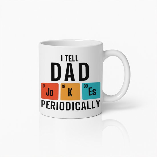 I Tell Dad Jokes Periodically Mok – Grappige Wetenschap Koffiebeker – Perfect Cadeau voor Vaders die van Chemie en Humor Houden