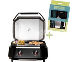 Cozze® G-500 Gas Plancha BBQ met Deksel - 2 Gasbranders - BBQ Gasbakplaat voor Buiten Koken - 5,0 kW - Inclusief Gratis BBQ Set - Outdoor Cooking