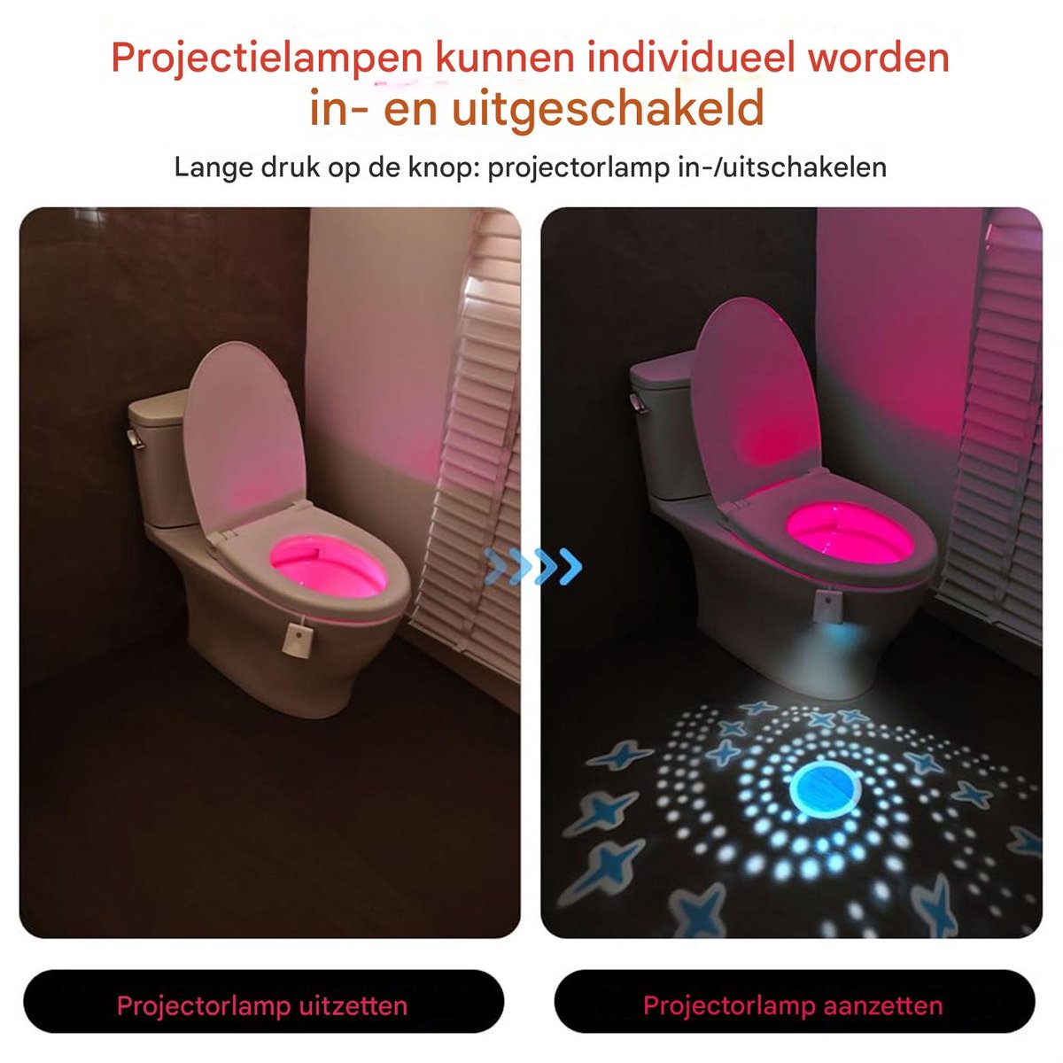 Ynkkvre-Toilet Nachtlampje met Bewegingssensor – WC Lamp met 16 Kleuren LED en Projector – Toiletverlichting, Grappig en Praktisch Cadeau – foto 5