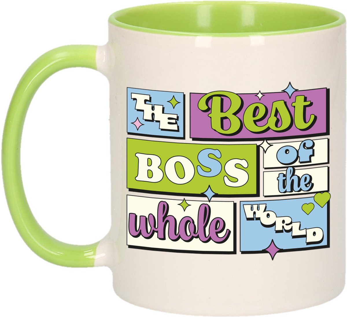 Bellatio Decorations Cadeau koffie/thee mok - de beste baas - van de wereld - groen - 300 ml