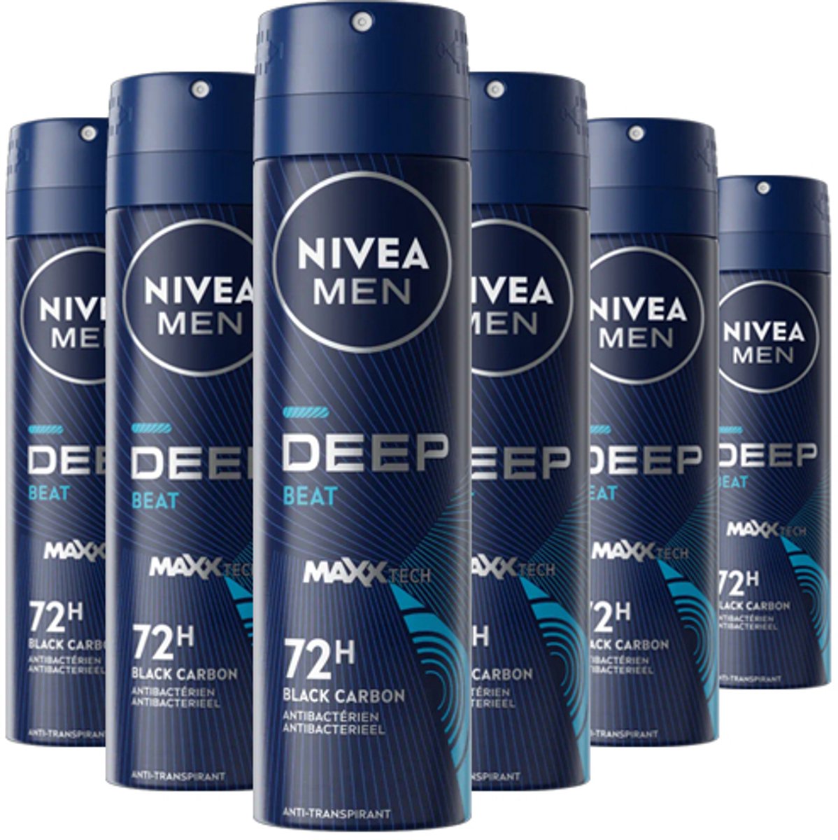 6x NIVEA MEN DEEP Beat Anti-Transpirant Deodorant Spray - 150ml