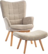 Fauteuil d'appoint HOMCOM - avec repose-pieds - rembourré - avec accoudoirs - kaki