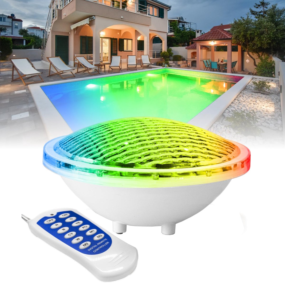 JeiibrZui 1 Zwembadschijnwerper, 18W Blauwe LED, Waterdicht & Corrosiebestendig, IP68 Gekeurd, voor Inbouwzwembaden