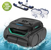 WYBOT C2 Draadloze Robotstofzuiger (Wand-& waterlijnreiniging, dubbele filtratie,voor inground zwembaden tot 150 m²)+2x Ainkter PB26 19-inch 2-in-1 Zwembadborstel (Verstelbaar 180°)+2x Ainkter 18’ Zwembadschepnet (Stevig vervangbaar gaas)