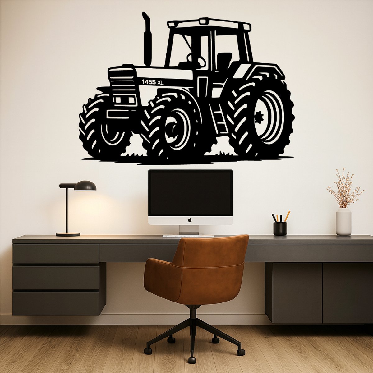 Case IH 1455XL Wanddecoratie Hout – Tractor Muurdecoratie – Lasergesneden Landbouw Design – Cadeau voor Tractorliefhebber – Schuur & Mancave Decor – 55 cm Breed