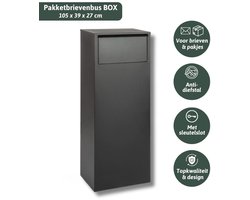 Famiflora pakketbrievenbus BOX met sleutelslot - mat zwart - 105 x 39 x 27 cm - topkwaliteit! - Geschikt voor veilig ontvangen van brieven en pakketten ook als je afwezig bent