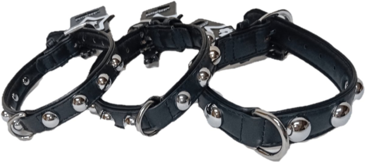 Pettarazzi - Artileather - Chique halsband - Zwart/Zilver - 45cmx25mm
