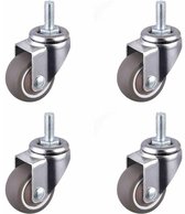 4 stuks 40 mm meubelwielen: M8 x 25 mm schroef bokwielen M8 heavy duty wielen zwenkwielen voor meubels 2 met rem en 2 zonder remmen, 35 kg 360 graden rotatie rubberen wielen