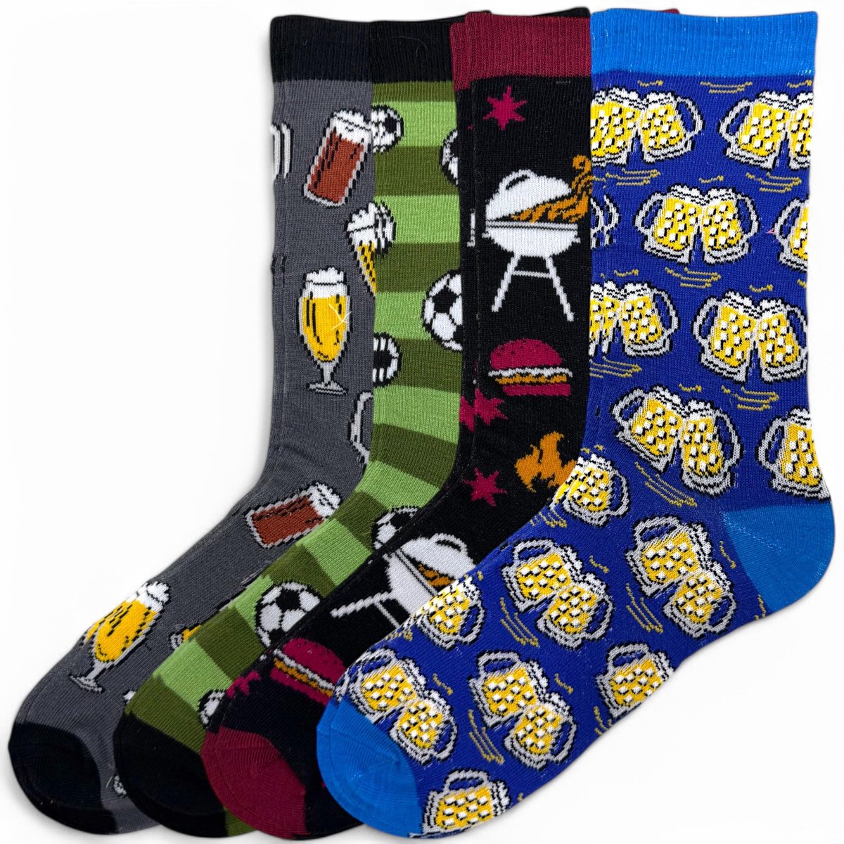 Kleurige Motief Sokken - Set van 4 Comfortabele, Ademende Sokken met Platte Naden