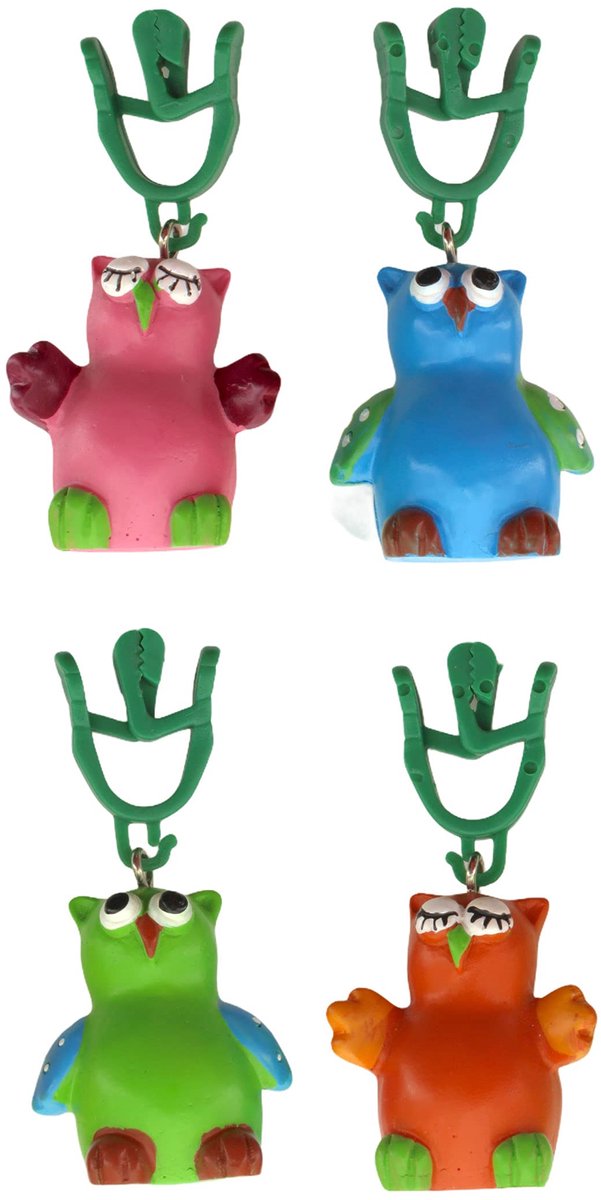 Set van 4 tafelkleedgewichten - weerbestendig, kleurrijke uilen