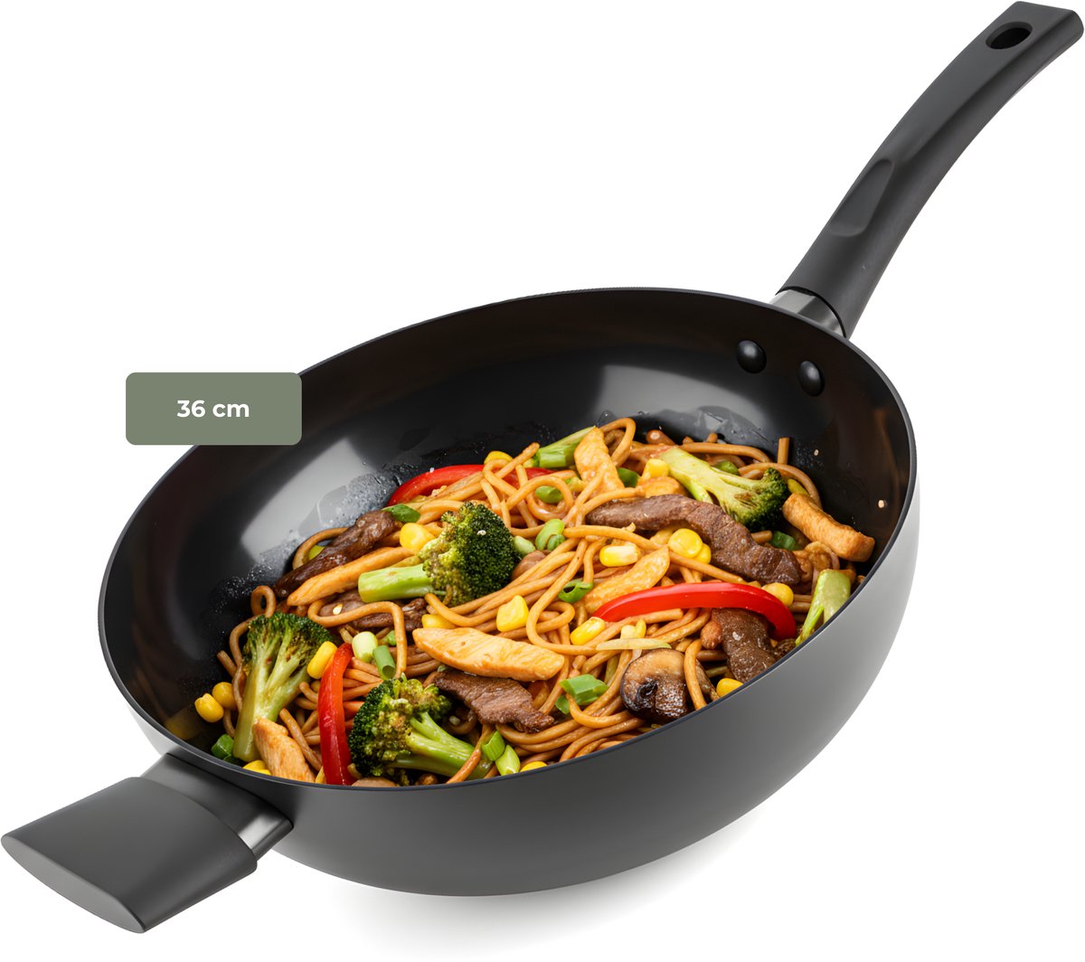 ISENVI Avon keramische wokpan 36 CM - Ergo greep