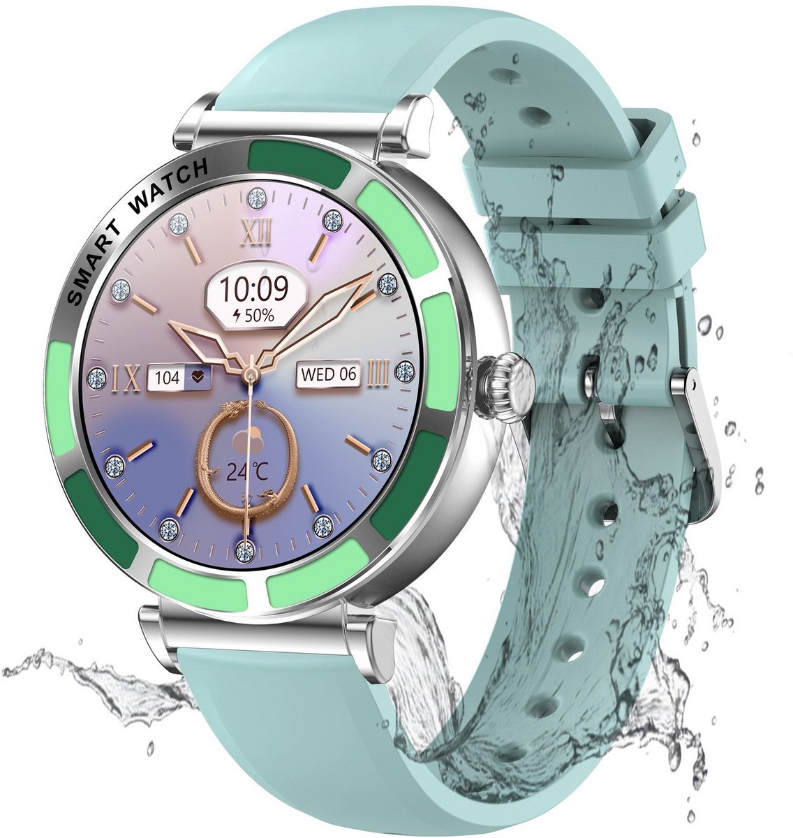 Smartwatch Dames Groen IP67 Waterdicht met Hartslagmeter