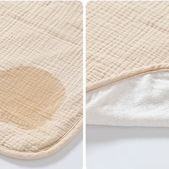 Hydrofiel verschoonmatje met bamboe voering - Waterproof - beige (35×60 cm) - Wasbaar in de wasmachine van Hydrofiel — afbeelding 3