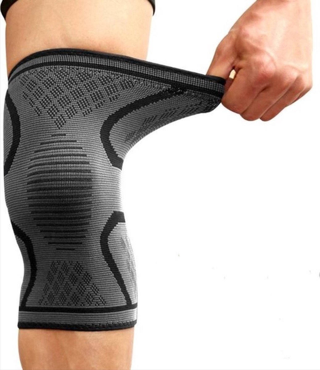 Jonyx - Kniebrace - Knieband - Compressie - Bandage - Knee sleeve - Tegen blessures - Elastisch - Grijs - Maat XL