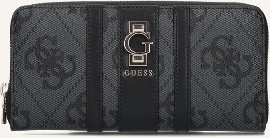 GUESS porte-monnaie Erenia Zip Around Wallet Coal Logo gris foncé