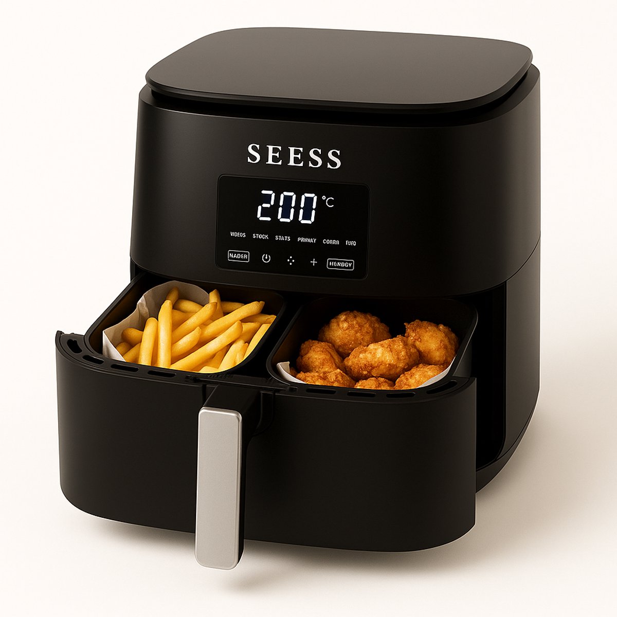 XL Airfryer Dubbele Mand 5L Zwart 1500W Dual Zone