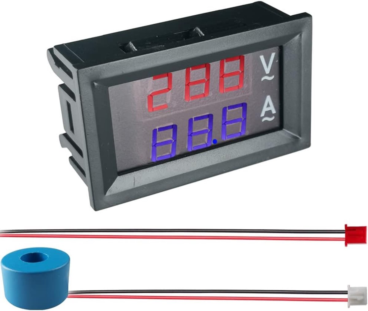 LED 2in1 Multimeter met Paneel Display voor Spanning en Stroom - Digitale Voltmeter en Ampèremeter