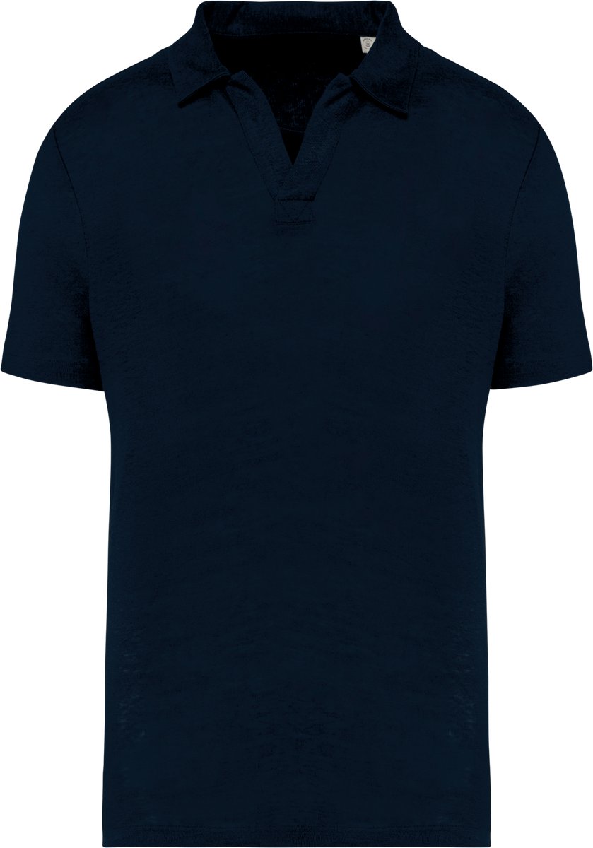 Spasso Linnen herenpolo SP220 - Navy Blue - S
