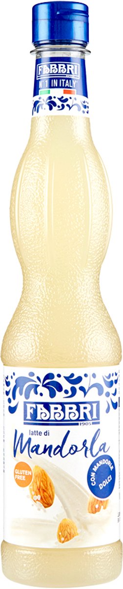 Fabbri 1905 - Sciroppo Latte di Mandorla 560ml | Glutenvrij | ideaal voor koffie, gebak, slushies, drankjes| fles met hersluitbare dop