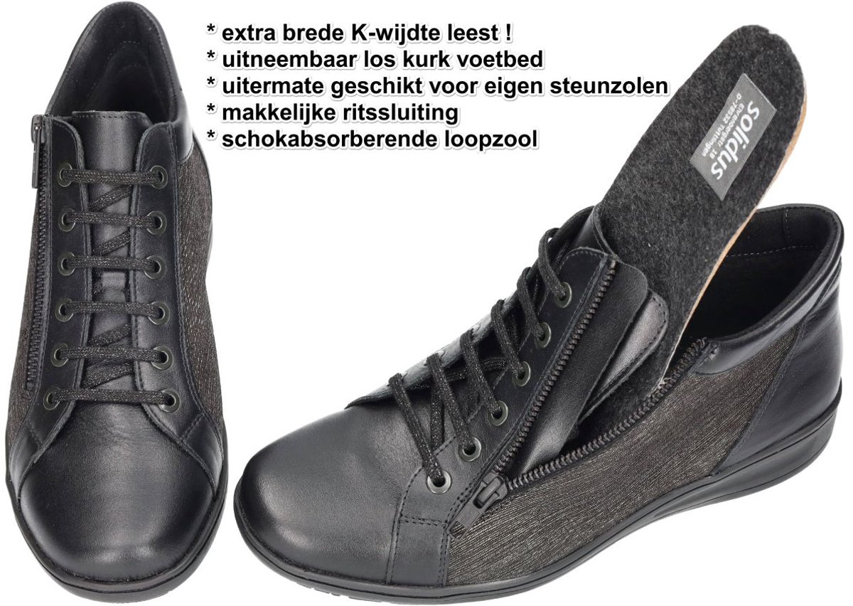 Solidus -Dames - zwart - bottines - maat 40