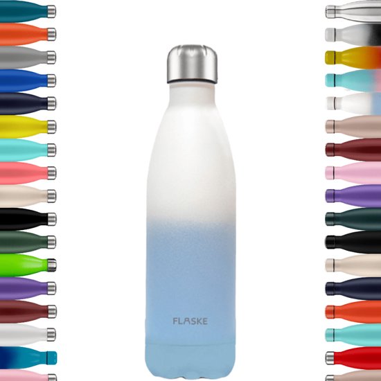FLASKE Original 750ML RVS Gradient Frost - Waterfles & Thermosfles - Sportfles - Dubbelwandig Isolerend - 24u Koud & 12u Warm - Lekvrij - Wit