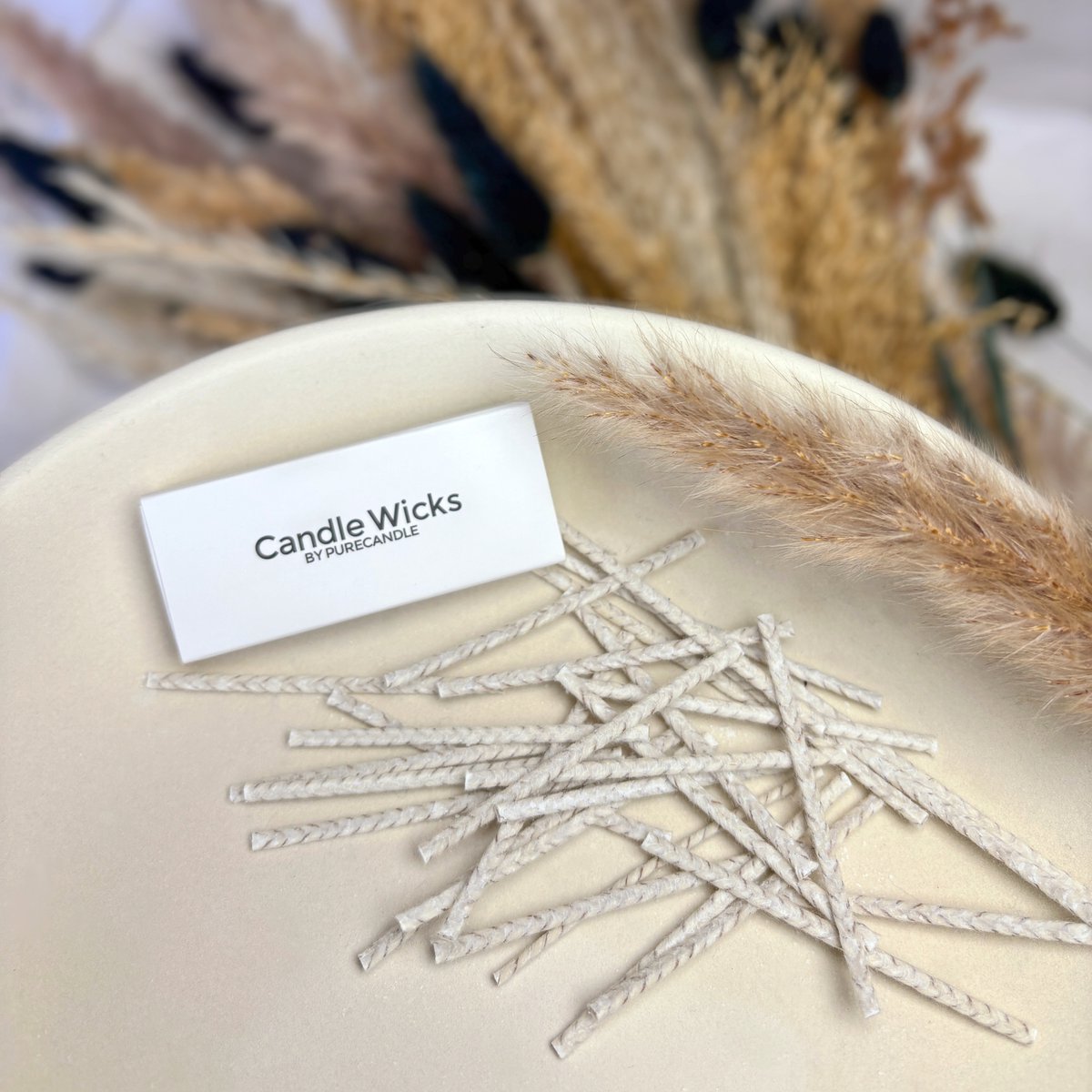 PureCandle Kaarslonten 200 stuks – Braided Wicks - Natuurlijke Katoenen Lonten – Voor Kaarsenzand & DIY Kaarsen – In Luxe Lontendoosje