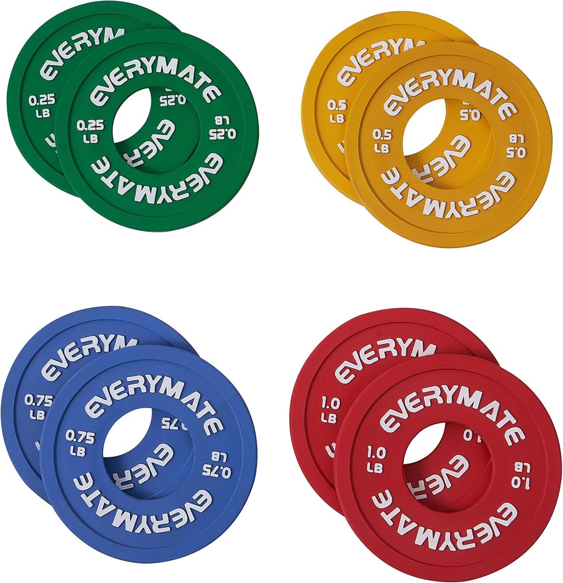 Rubberen Halterschijven Set van 8 voor Krachttraining – Microhalterschijven van 0,2 kg tot 0,5 kg