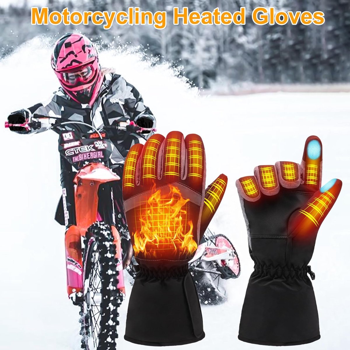 Gants Chauffants USB - 3 Températures Réglables (37°C-45°C), Imperméables, Écran Tactile - Pour Moto, Ski, Vélo, Pêche - Cadeau Hiver Idéal