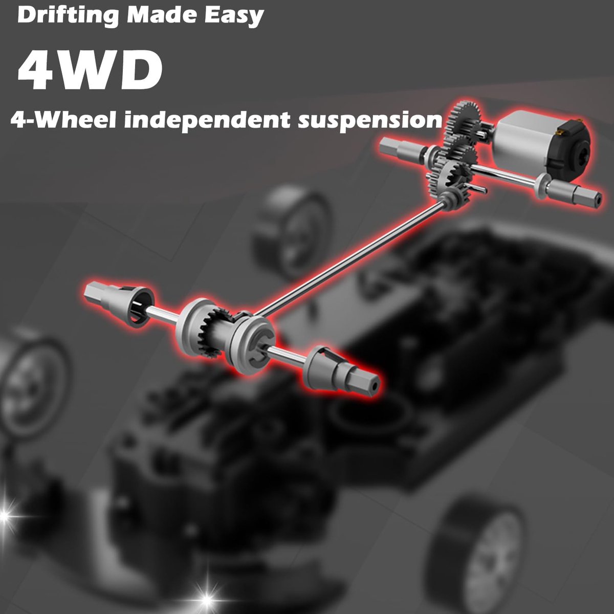 PolkaHome RC Drift Auto 1:24 – Afstandsbestuurbare RC Auto – 4WD – 2 Accu’s – 20 km/h — afbeelding 5