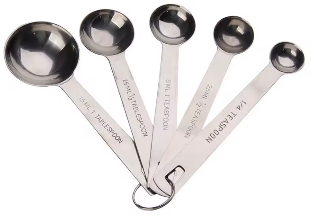 Jonyx - Maatlepelset - Maatlepels - Maatschepjes - Keukengerei - RVS - Set 5 stuks