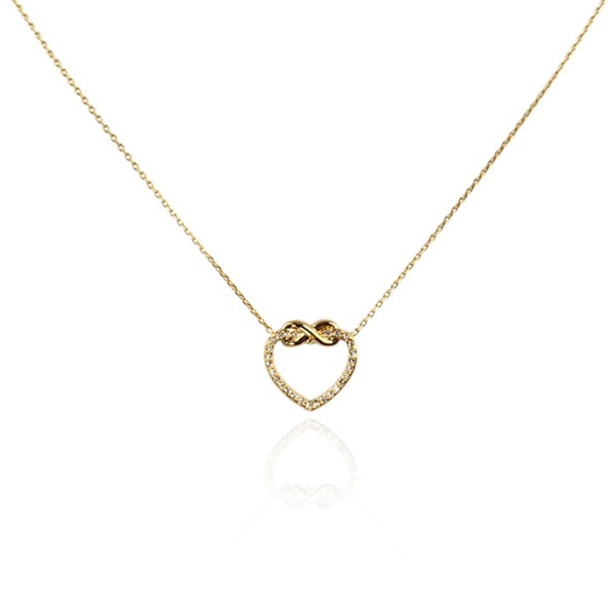 Hart ketting roestvrij staal verguld 14k goud/ ketting met steentjes/ collier/ sieraden/ sOwiesO shop/ jubileum/ verjaardag cadeau/ volwassenen en kinderen/ liefde/ vriendschap/ symbool oneindigheid/