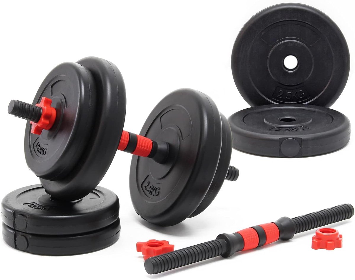 Dumbbell Set 15 kg met Halterschijven en Halterstangen