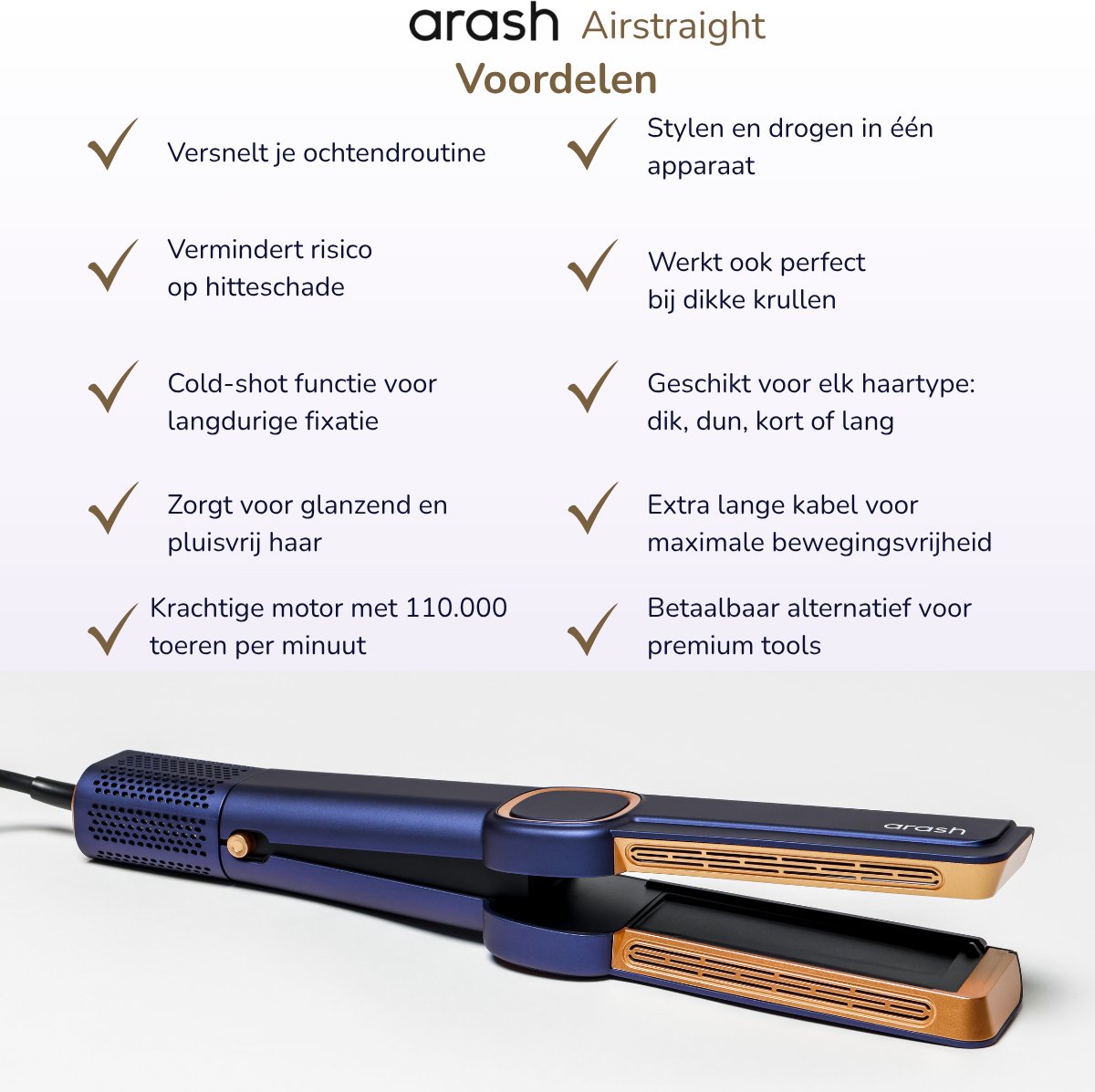 arash AirStraight 2-in-1 Stijltang en Föhn Wet-to-Dry - afbeelding 2