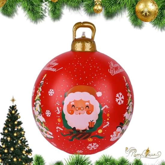 Boules De Noël Gonflables Géantes - Décorations PVC Pour Jardin Et Extérieur - 40x40x55 Cm
