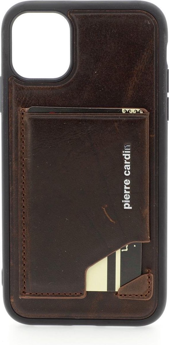 DonkerBruin hoesje van Pierre Cardin - Backcover -iPhone 12 Pro Max - Echt leder