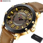 Horloges voor Mannen Heren Horloge Curren Herenhorloge Watch - Jongens Horloges - Incl. Horlogebox Geschenkdoos - Bruin Goud - Litts®