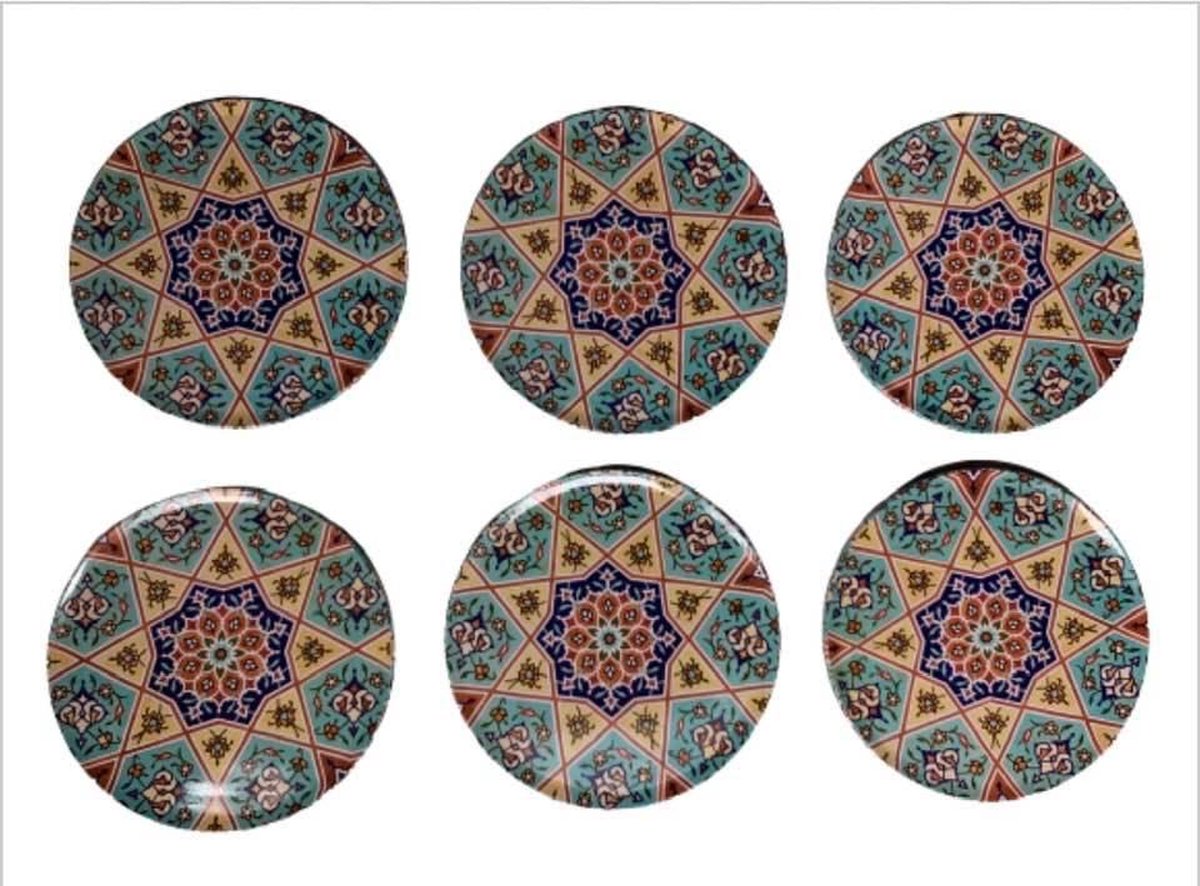 Onderzetters voor glazen - Tafelaccessoires -  Onderzetters  - Coasters - Set van 6 - Mandala design  - Cadeau