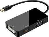 3-In-1 Mini Displayport (Thunderbolt 2) Naar VGA & HDMI & DVI Monitor Adapter Kabel Converter - Voor PC Beeldscherm / Laptop / Apple Mac / Macbook - Zwart