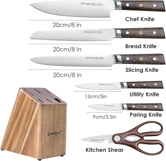 Bloc à couteaux Emojoy , ensemble de couteaux, 7 pièces, ensemble de  couteaux avec... | bol.com